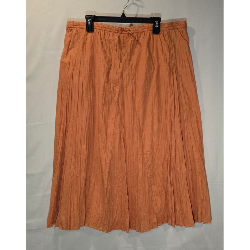 Stamp 10 Orange Gauze Midi Skirt‎ Size 16 Pleated Drawstring Boho